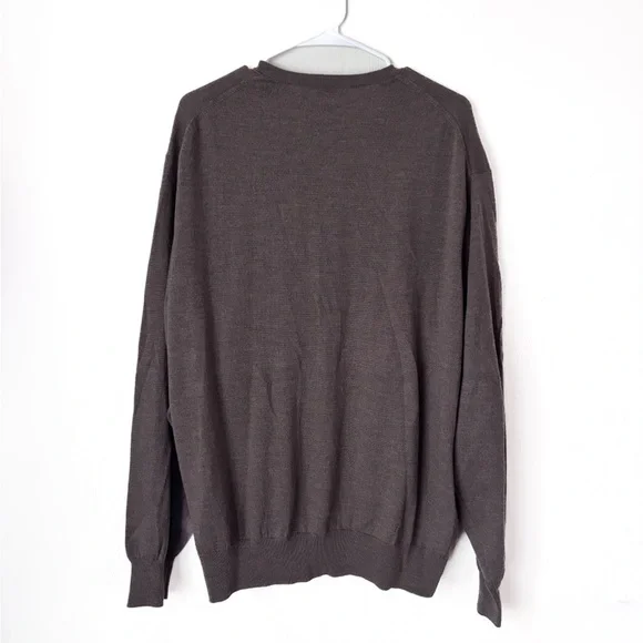 Peter Millar Merino Wool Sweater Dark Earth Brown/Grey - Picture 3 of 4